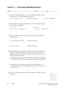 Recursively Defined Sequences Worksheet