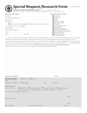 Special Request Form for Parking Services