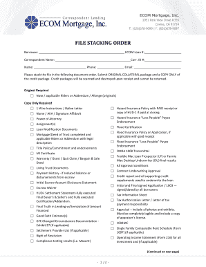 ECOM Mortgage File Stacking Order