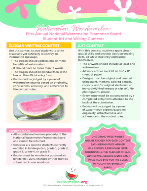 National Watermelon Promotion Board Student Contest Entry Form