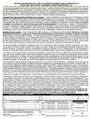 Waiver and Release of Liability for Scooter's Jungle