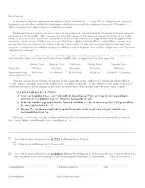Above All Sanitation Damage Waiver Program Agreement