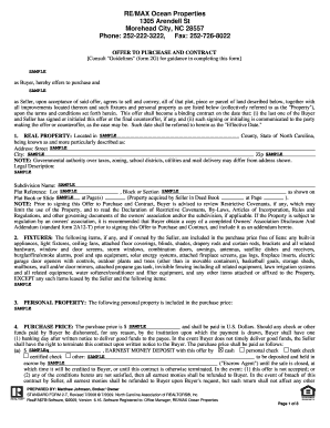 North Carolina Offer to Purchase and Contract