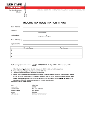 South Africa Income Tax Registration IT77C
