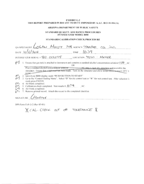Arizona Intoxilyzer 8000 Calibration Check Form