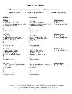 Student Four Year Plan