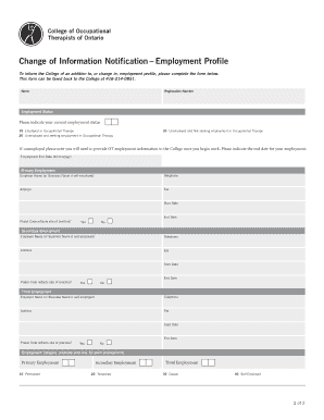 Change of Information Notification – Employment Profile
