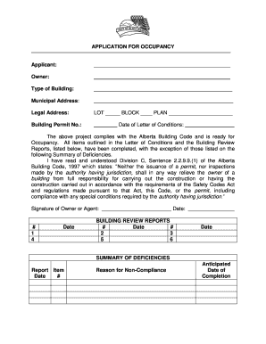 Application for Occupancy