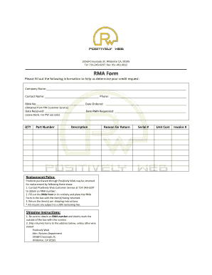 RMA Form