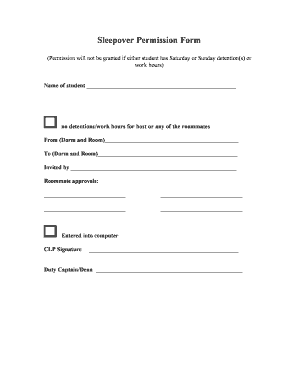 Sleepover Permission Form