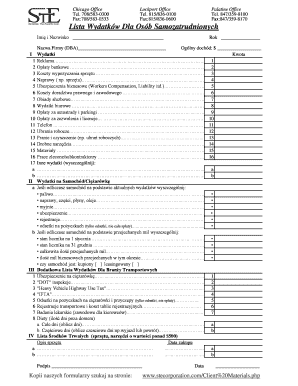 Self-Employed Expense List