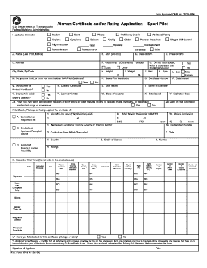 FAA Form 8710-11 Airman Certificate Application