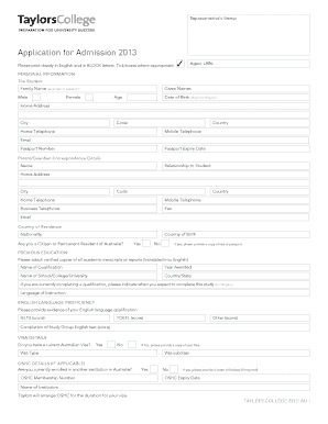 Taylors College High School Program Application