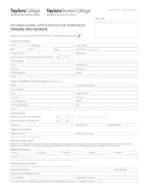 Taylors High School Application Form