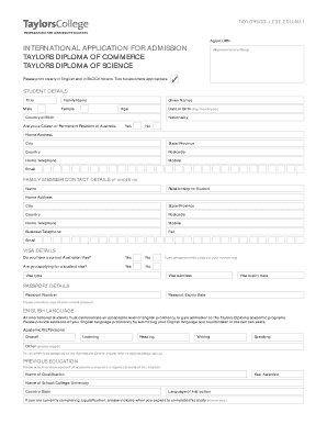 Taylors College Diploma Application Form