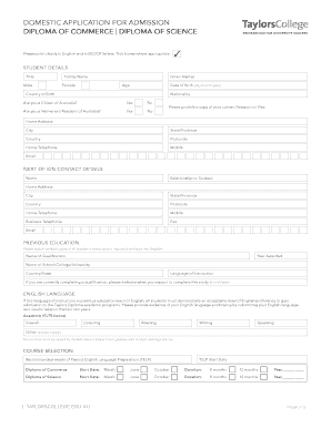 Domestic Application for Admission