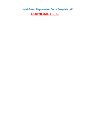 Hotel Guest Registration Form Template - Pdfsdocumentscom