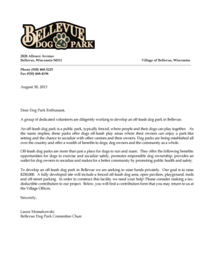 Dog Park Business Solication Letter