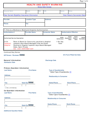Medicare/Medicaid Hospital Authorization Form