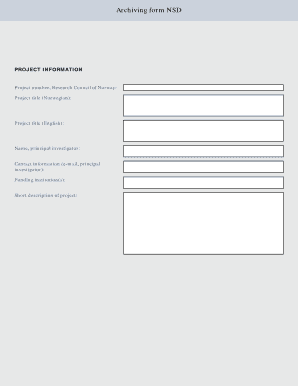 Norwegian Research Data Archiving Form