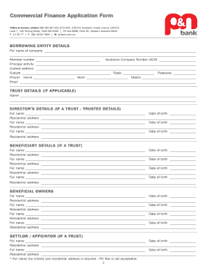 Commercial Finance Application Form