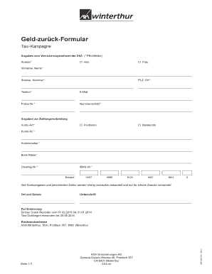 Geld-zurück-Formular