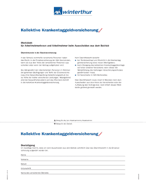 Merkblatt zur kollektiven Krankentaggeldversicherung