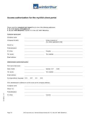AXA Client Portal Access Authorization Form