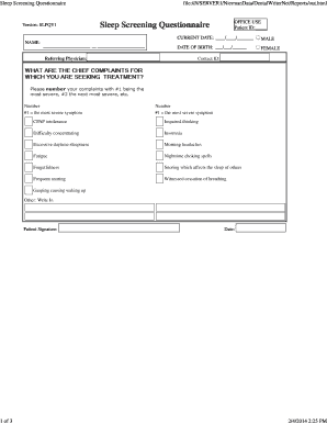 Sleep Screening Questionnaire