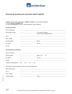 Procura di accesso per il portale clienti myAXA