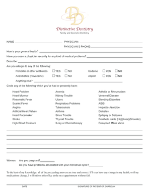 Medical History Form