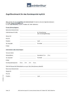 Zugriffsvollmacht für das Kundenportal myAXA