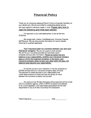 Dental Office Financial Policy Agreement