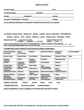 Medical History Form
