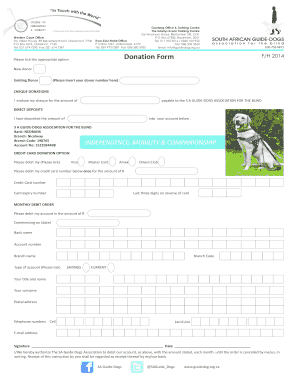 Donation Form for SA Guide-Dogs Association