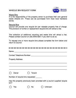 Wheelie Bin Request Form