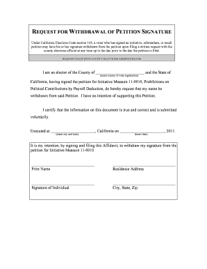 California Petition Signature Withdrawal Form