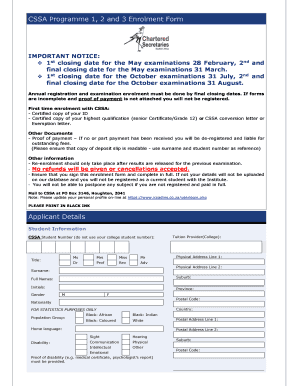 CSSA Programme Enrolment Form