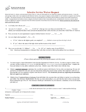 Selective Service Waiver Request Form