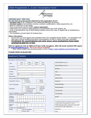 CSSA Programme Exemption Form