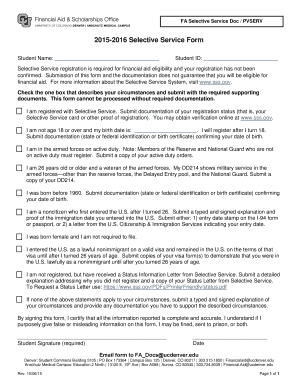 US Selective Service Financial Aid Form