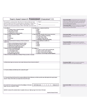 Preassessment Form for Inquiry-Based Research