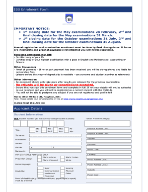 IBS Enrolment Form