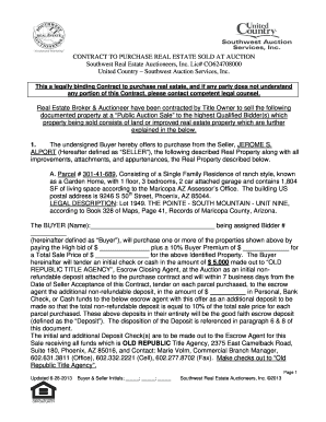 Contract to Purchase Real Estate Sold at Auction