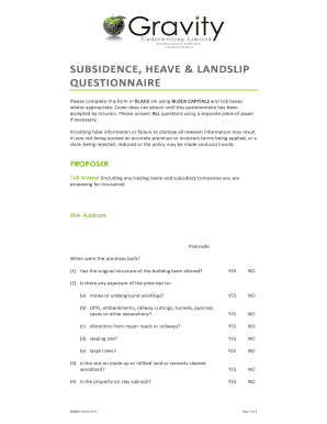 Subsidence Heave and Landslip Questionnaire