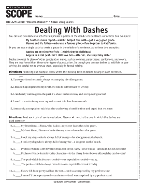 The Lazy Editor: Using Dashes Worksheet