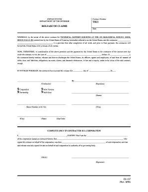 Release of Claims for Technical Support Services Contract