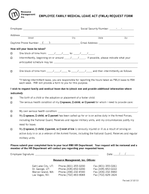 Employee FMLA Request Form