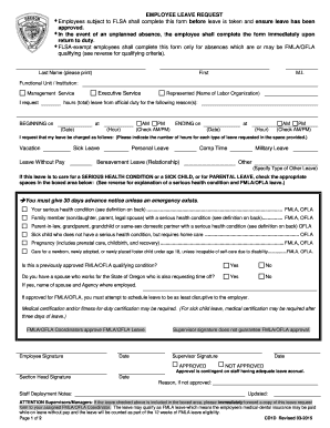 EMPLOYEE LEAVE REQUEST Employees subject to FLSA shall - oregon