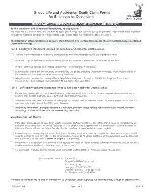 The Hartford Safe Haven Program Claim Form